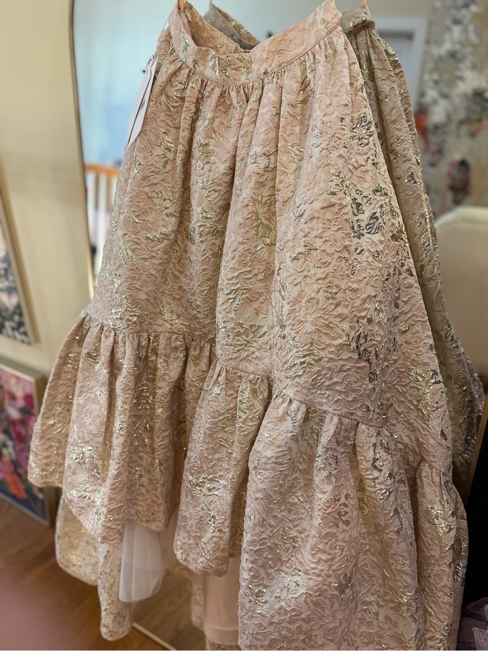 MAC DUGGAL Brocade High Low Pink & Gold High Low Skirt ~ NWT Size XS